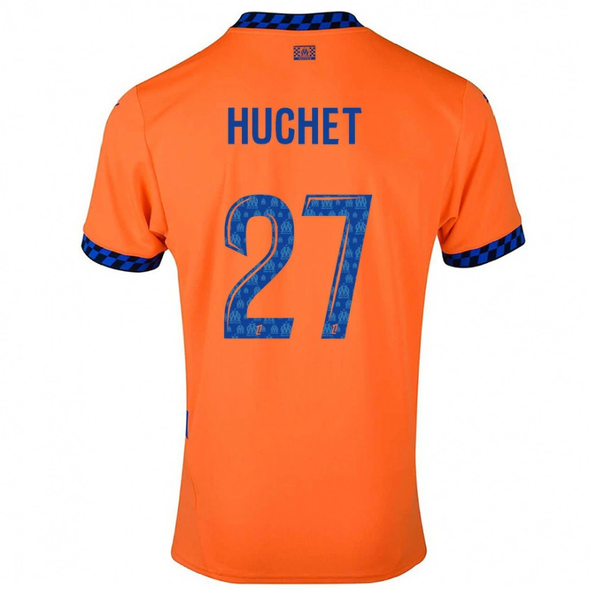 Danxen Enfant Maillot Sarah Huchet #27 Orange Bleu Foncé Troisieme 2024/25 T-Shirt