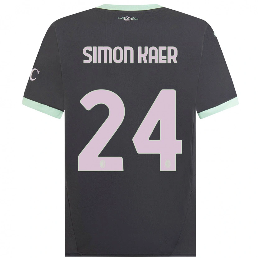 Danxen Enfant Maillot Simon Kaer #24 Gris Troisieme 2024/25 T-Shirt