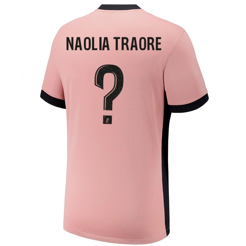 Danxen Enfant Maillot Naolia Traore #0 Rouille Rose Troisieme 2024/25 T-Shirt