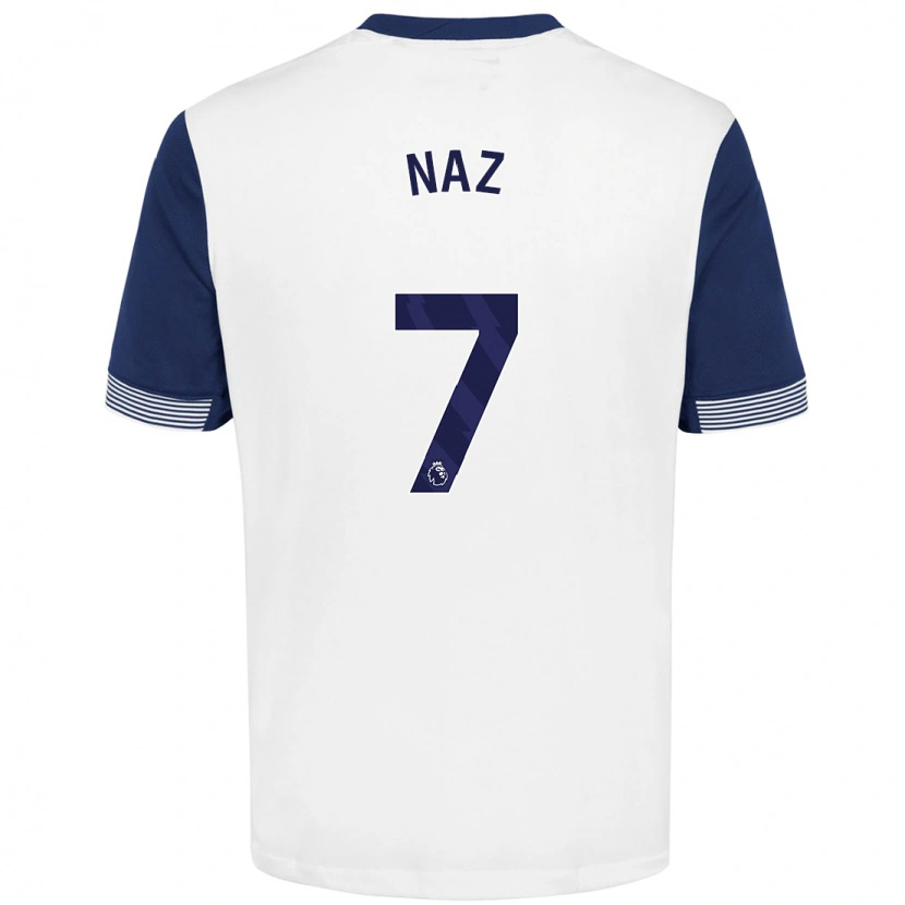 Danxen Homme Maillot Jessica Naz #7 Blanc Bleu Tenues Domicile 2024/25 T-Shirt