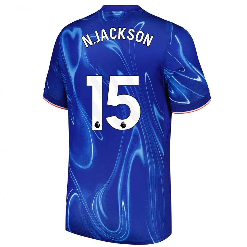 Danxen Homme Maillot Nicolas Jackson #15 Bleu Blanc Tenues Domicile 2024/25 T-Shirt