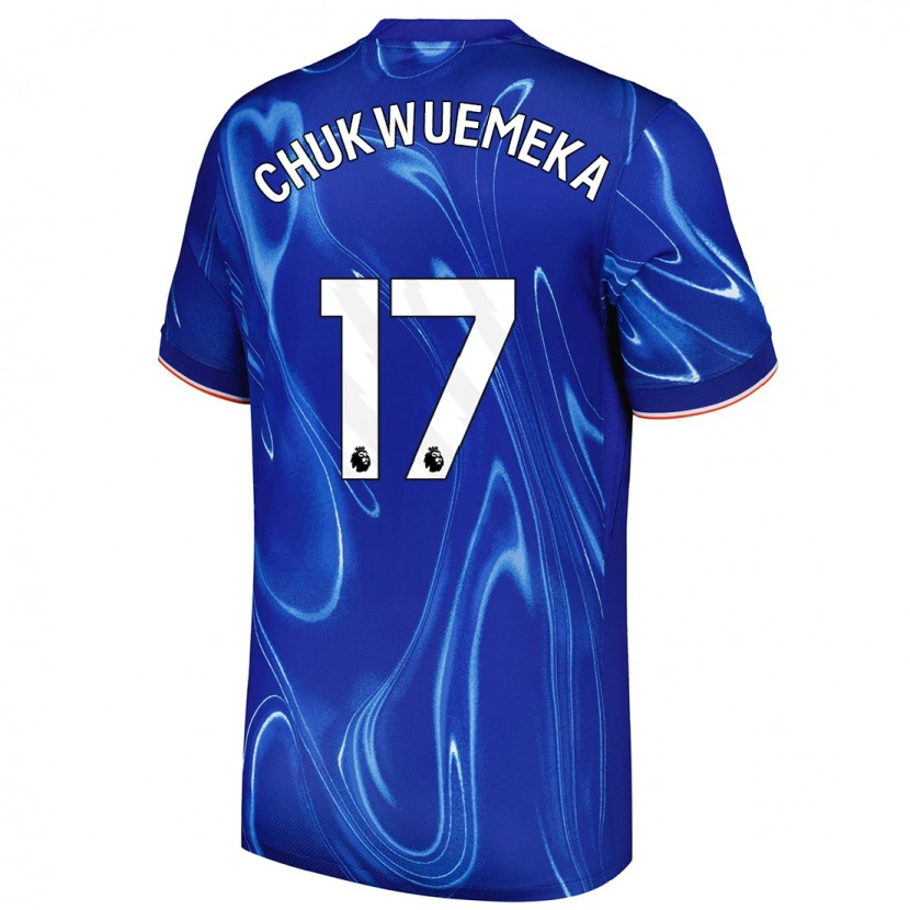 Danxen Homme Maillot Carney Chukwuemeka #17 Bleu Blanc Tenues Domicile 2024/25 T-Shirt