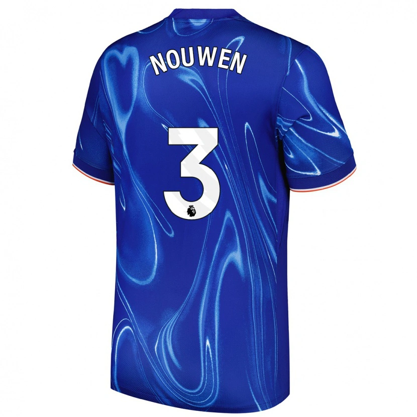 Danxen Homme Maillot Aniek Nouwen #3 Bleu Blanc Tenues Domicile 2024/25 T-Shirt