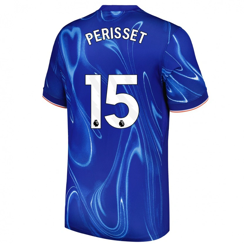 Danxen Homme Maillot Ève Périsset #15 Bleu Blanc Tenues Domicile 2024/25 T-Shirt