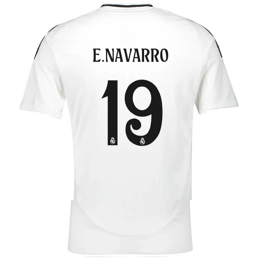 Danxen Homme Maillot Eva Navarro #19 Blanc Tenues Domicile 2024/25 T-Shirt