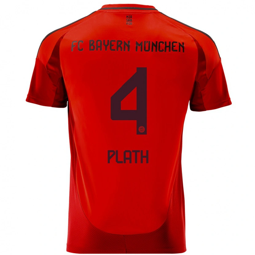 Danxen Homme Maillot Max Plath #4 Rouge Tenues Domicile 2024/25 T-Shirt