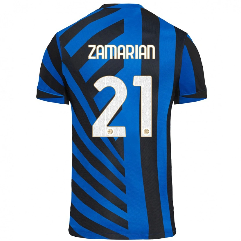Danxen Homme Maillot Matteo Zamarian #21 Bleu Noir Tenues Domicile 2024/25 T-Shirt