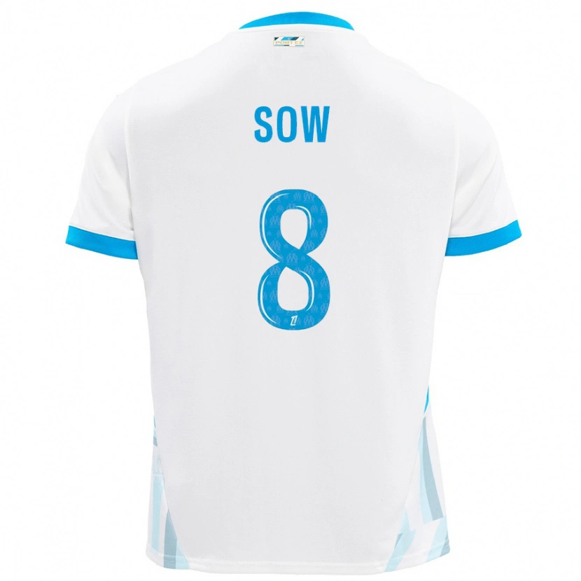 Danxen Homme Maillot Mbayang Sow #8 Blanc Bleu Ciel Tenues Domicile 2024/25 T-Shirt