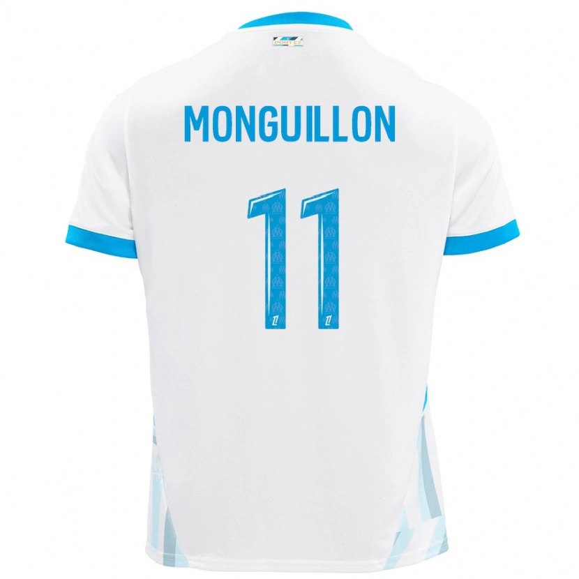 Danxen Homme Maillot Coralie Monguillon #11 Blanc Bleu Ciel Tenues Domicile 2024/25 T-Shirt