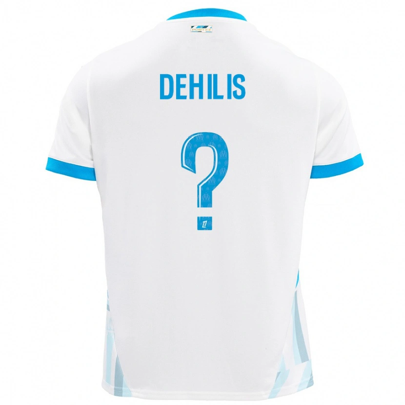 Danxen Homme Maillot Rayan Dehilis #0 Blanc Bleu Ciel Tenues Domicile 2024/25 T-Shirt
