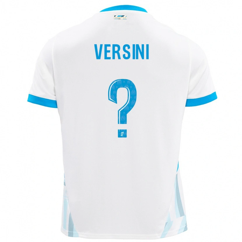 Danxen Homme Maillot Santiago Versini #0 Blanc Bleu Ciel Tenues Domicile 2024/25 T-Shirt