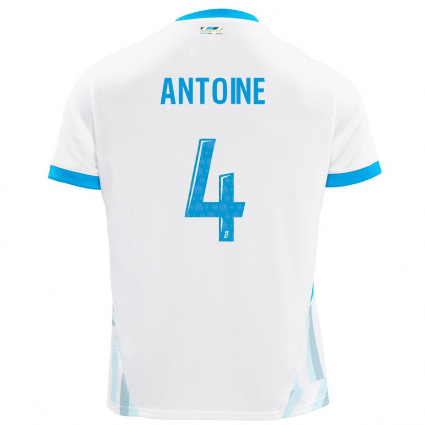 Danxen Homme Maillot Maud Antoine #4 Blanc Bleu Ciel Tenues Domicile 2024/25 T-Shirt