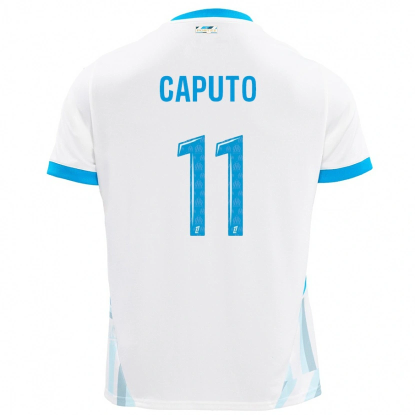 Danxen Homme Maillot Cindy Caputo #11 Blanc Bleu Ciel Tenues Domicile 2024/25 T-Shirt