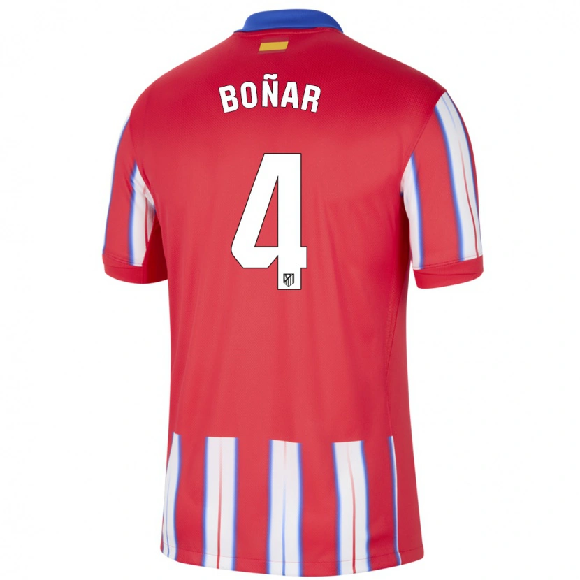 Danxen Homme Maillot Javier Boñar #4 Rouge Blanc Bleu Tenues Domicile 2024/25 T-Shirt
