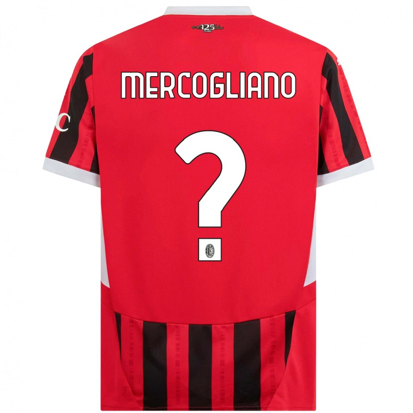 Danxen Homme Maillot Mattia Mercogliano #0 Rouge Noir Tenues Domicile 2024/25 T-Shirt