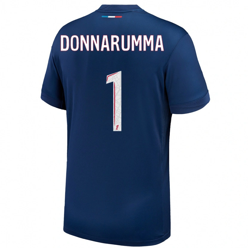 Danxen Homme Maillot Gianluigi Donnarumma #1 Bleu Marine Blanc Tenues Domicile 2024/25 T-Shirt
