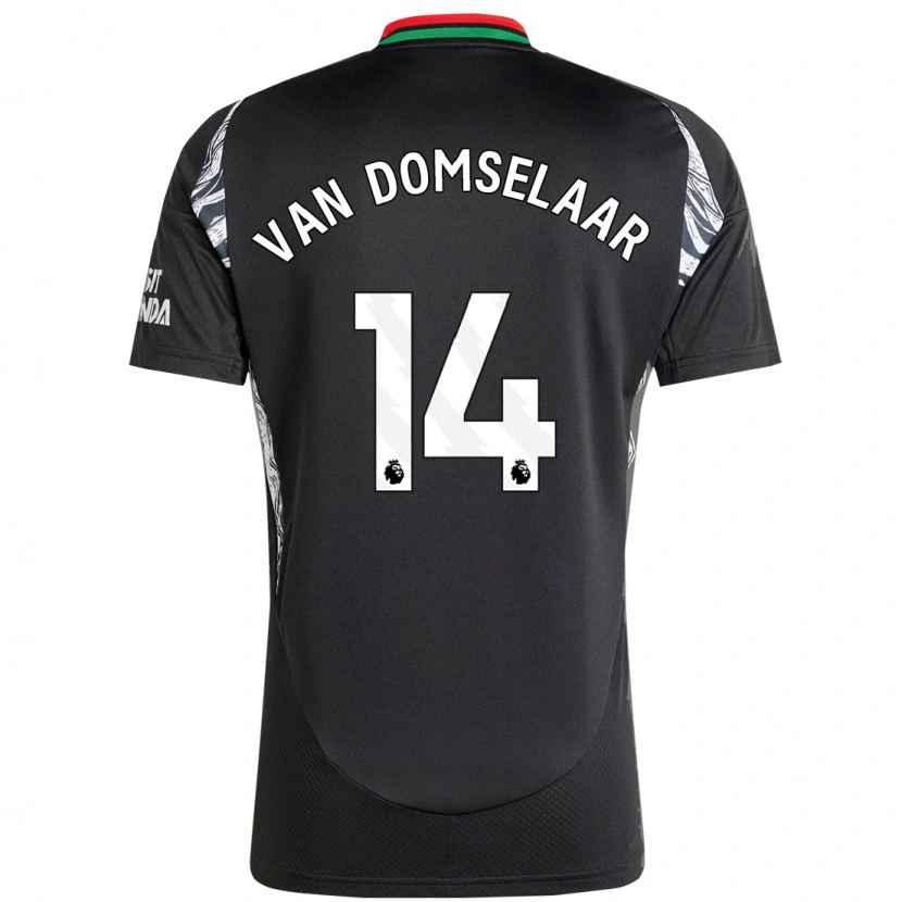 Danxen Homme Maillot Daphne Van Domselaar #14 Noir Tenues Extérieur 2024/25 T-Shirt