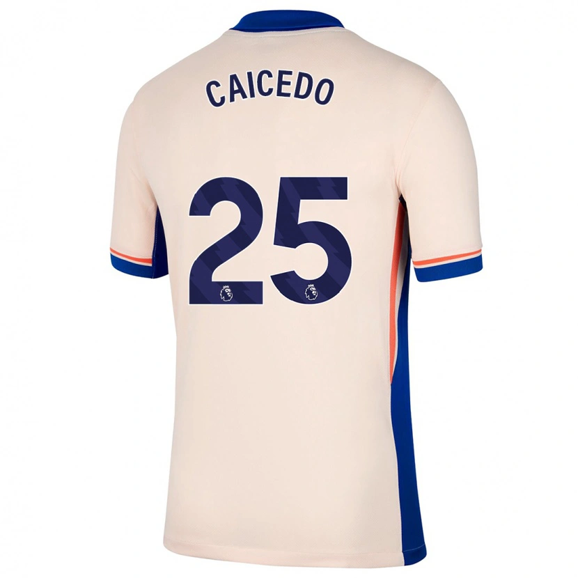 Danxen Homme Maillot Moisés Caicedo #25 Beige Clair Tenues Extérieur 2024/25 T-Shirt
