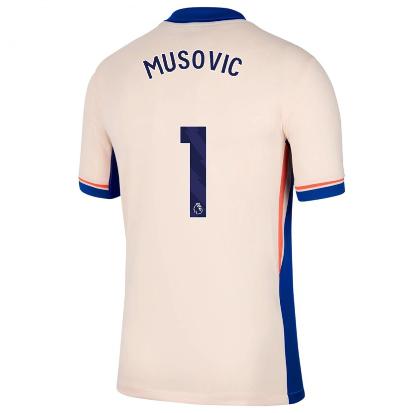 Danxen Homme Maillot Zećira Mušović #1 Beige Clair Tenues Extérieur 2024/25 T-Shirt