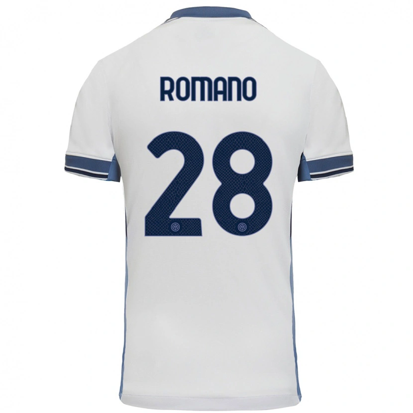 Danxen Homme Maillot Thiago Romano #28 Blanc Gris Tenues Extérieur 2024/25 T-Shirt