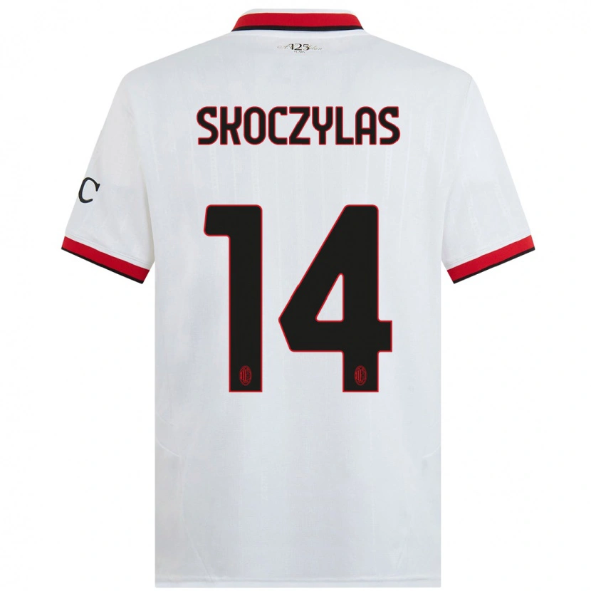 Danxen Homme Maillot Mateusz Skoczylas #14 Blanc Noir Rouge Tenues Extérieur 2024/25 T-Shirt