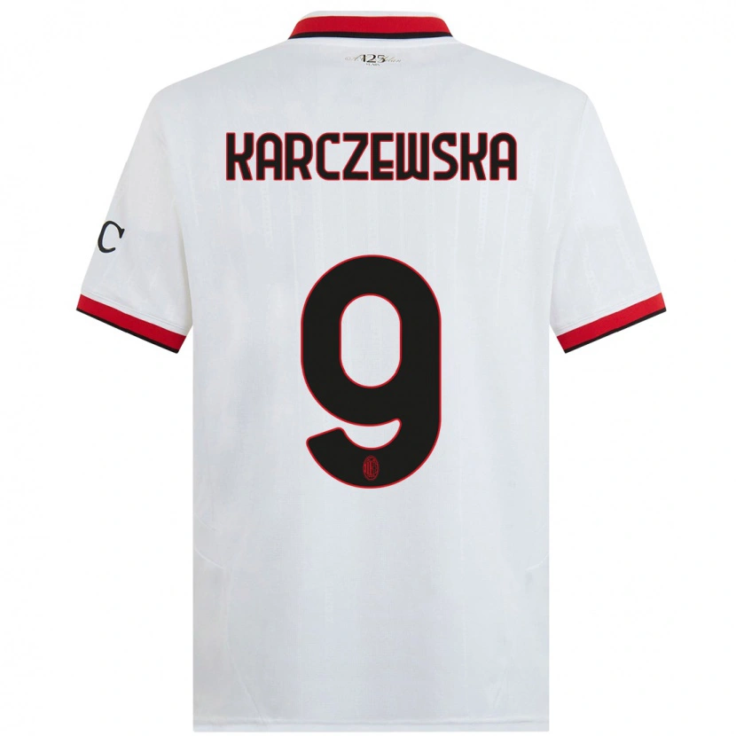 Danxen Homme Maillot Nikola Karczewska #9 Blanc Noir Rouge Tenues Extérieur 2024/25 T-Shirt