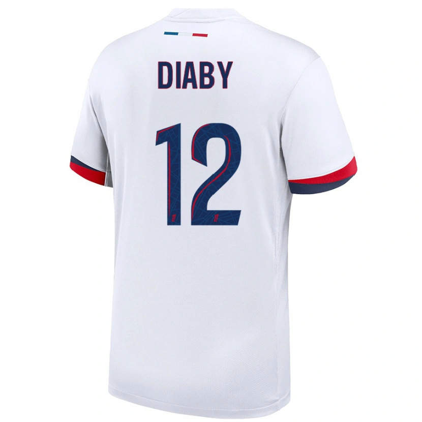 Danxen Homme Maillot Ibrahima Diaby #12 Blanc Bleu Rouge Tenues Extérieur 2024/25 T-Shirt