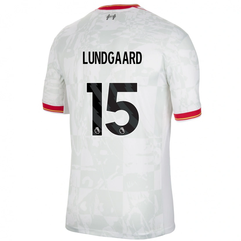 Danxen Homme Maillot Sofie Lundgaard #15 Blanc Rouge Noir Troisieme 2024/25 T-Shirt