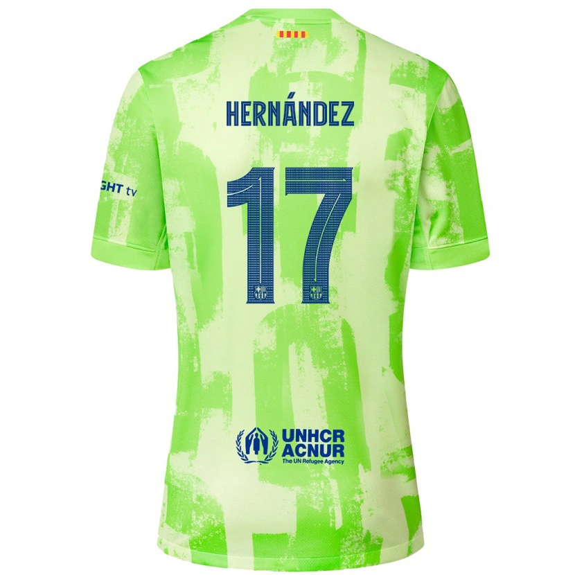 Danxen Homme Maillot Juan Hernández #17 Citron Vert Troisieme 2024/25 T-Shirt