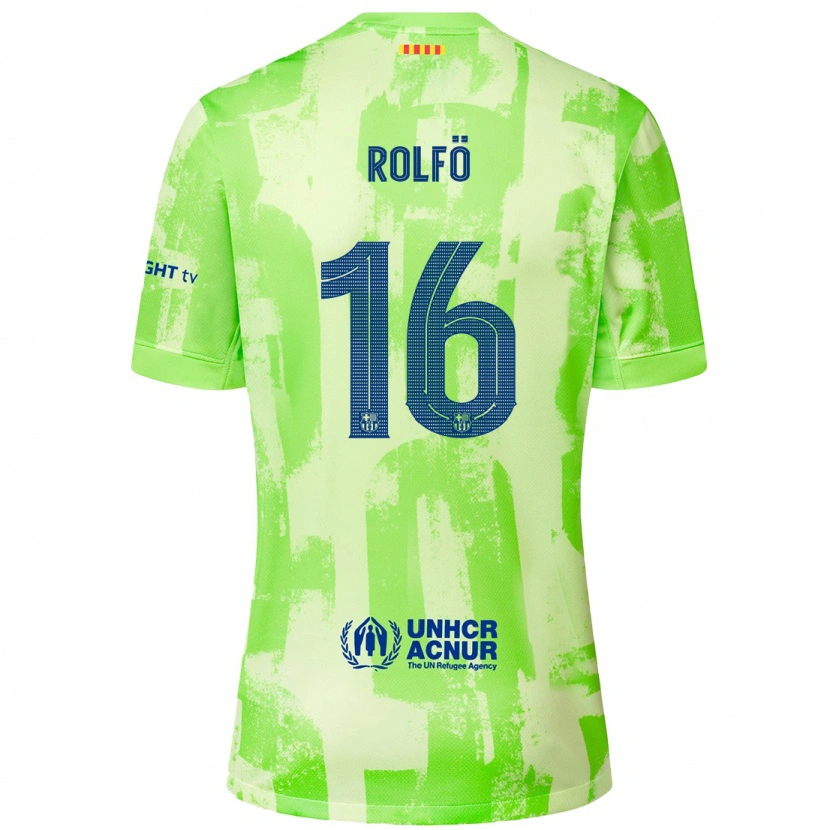 Danxen Homme Maillot Fridolina Rolfo #16 Citron Vert Troisieme 2024/25 T-Shirt
