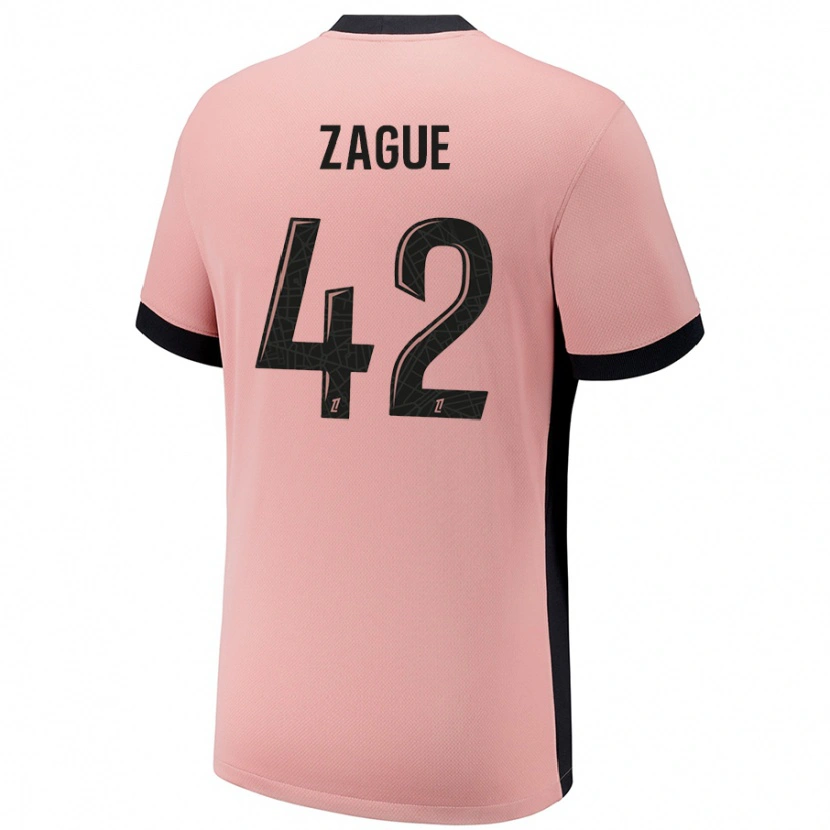 Danxen Homme Maillot Yoram Zague #42 Rouille Rose Troisieme 2024/25 T-Shirt