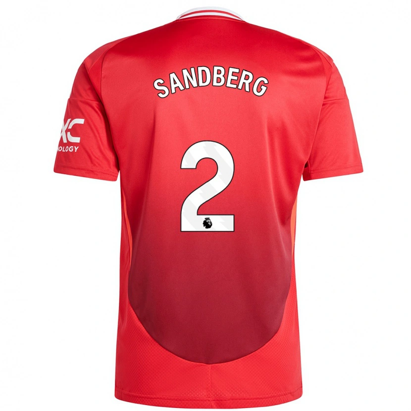 Danxen Femme Maillot Anna Sandberg #2 Rouge Vif Tenues Domicile 2024/25 T-Shirt