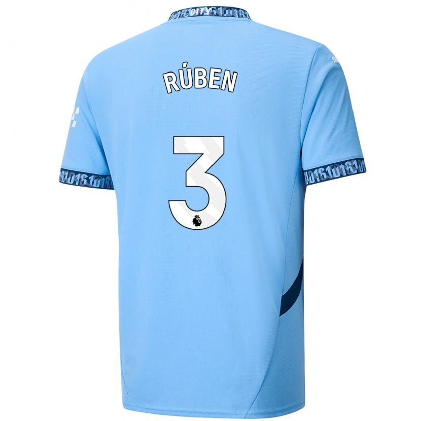Danxen Femme Maillot Rúben Dias #3 Bleu Marine Tenues Domicile 2024/25 T-Shirt