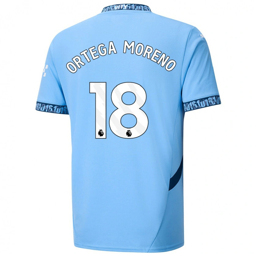 Danxen Femme Maillot Stefan Ortega #18 Bleu Marine Tenues Domicile 2024/25 T-Shirt