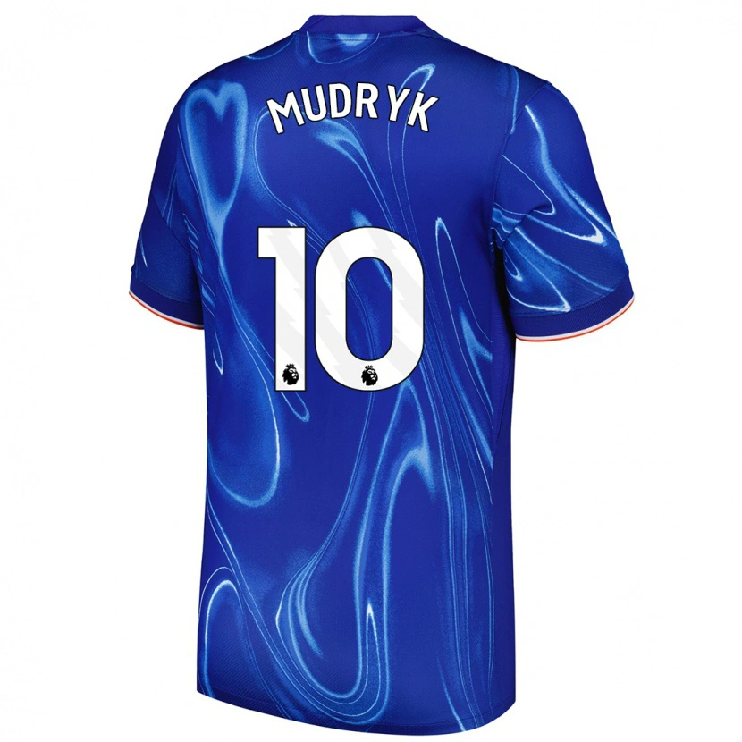 Danxen Femme Maillot Mykhaylo Mudryk #10 Bleu Blanc Tenues Domicile 2024/25 T-Shirt