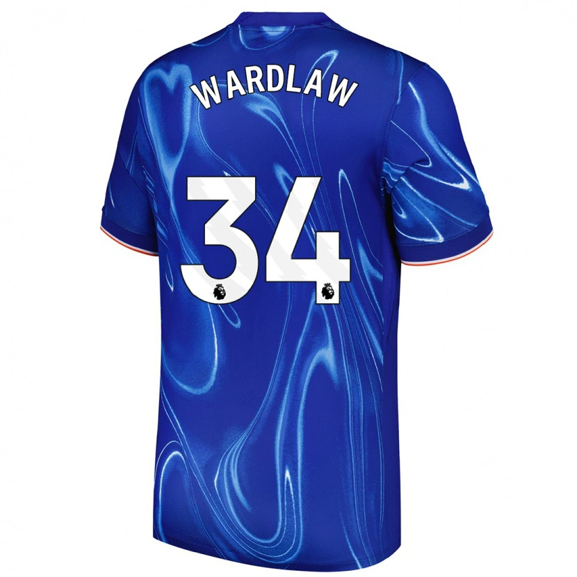 Danxen Femme Maillot Charlotte Wardlaw #34 Bleu Blanc Tenues Domicile 2024/25 T-Shirt