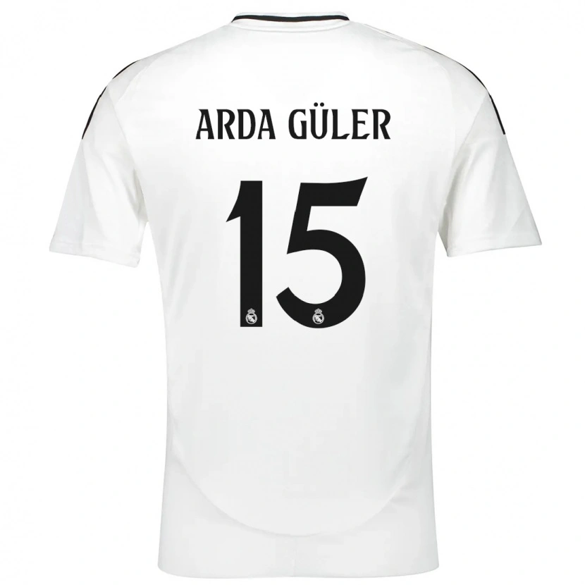 Danxen Femme Maillot Arda Güler #15 Blanc Tenues Domicile 2024/25 T-Shirt