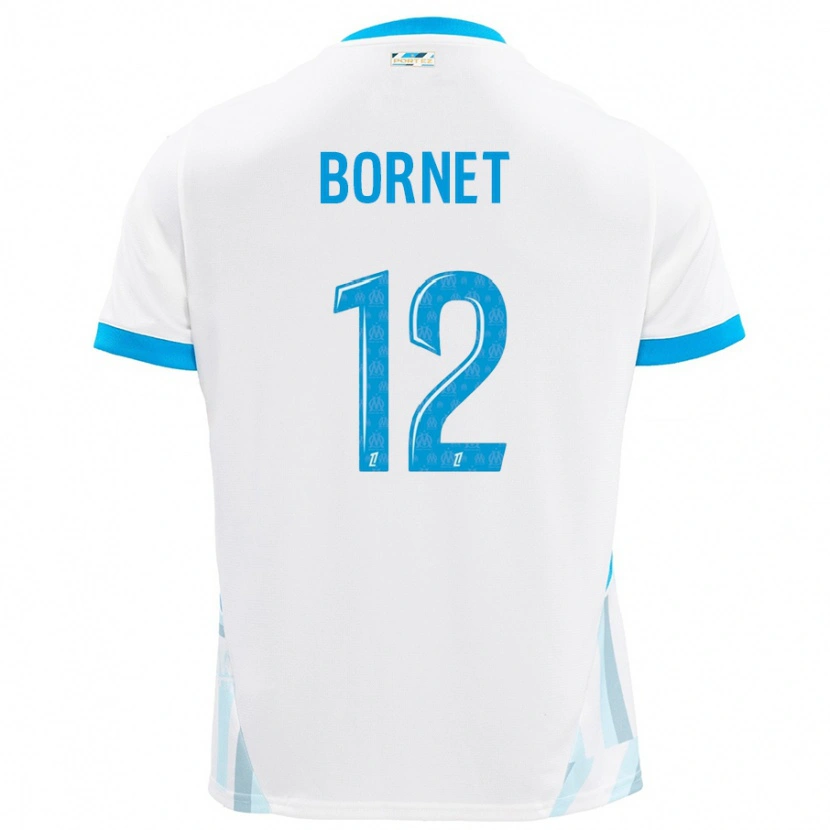 Danxen Femme Maillot Camille Bornet #12 Blanc Bleu Ciel Tenues Domicile 2024/25 T-Shirt