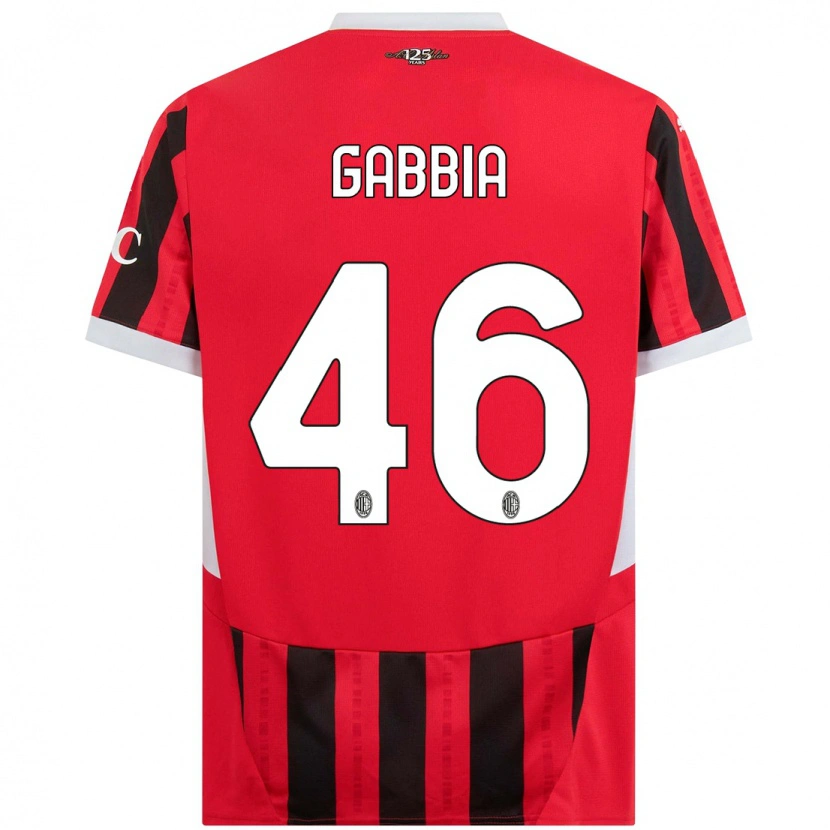 Danxen Femme Maillot Matteo Gabbia #46 Rouge Noir Tenues Domicile 2024/25 T-Shirt