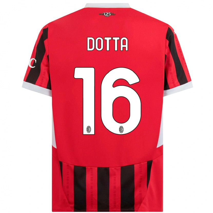 Danxen Femme Maillot Cristiano Dotta #16 Rouge Noir Tenues Domicile 2024/25 T-Shirt