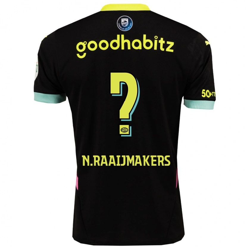 Danxen Femme Maillot Niels Raaijmakers #0 Noir Jaune Tenues Extérieur 2024/25 T-Shirt