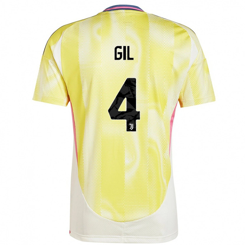 Danxen Femme Maillot Javier Gil #4 Jaune Solaire Tenues Extérieur 2024/25 T-Shirt
