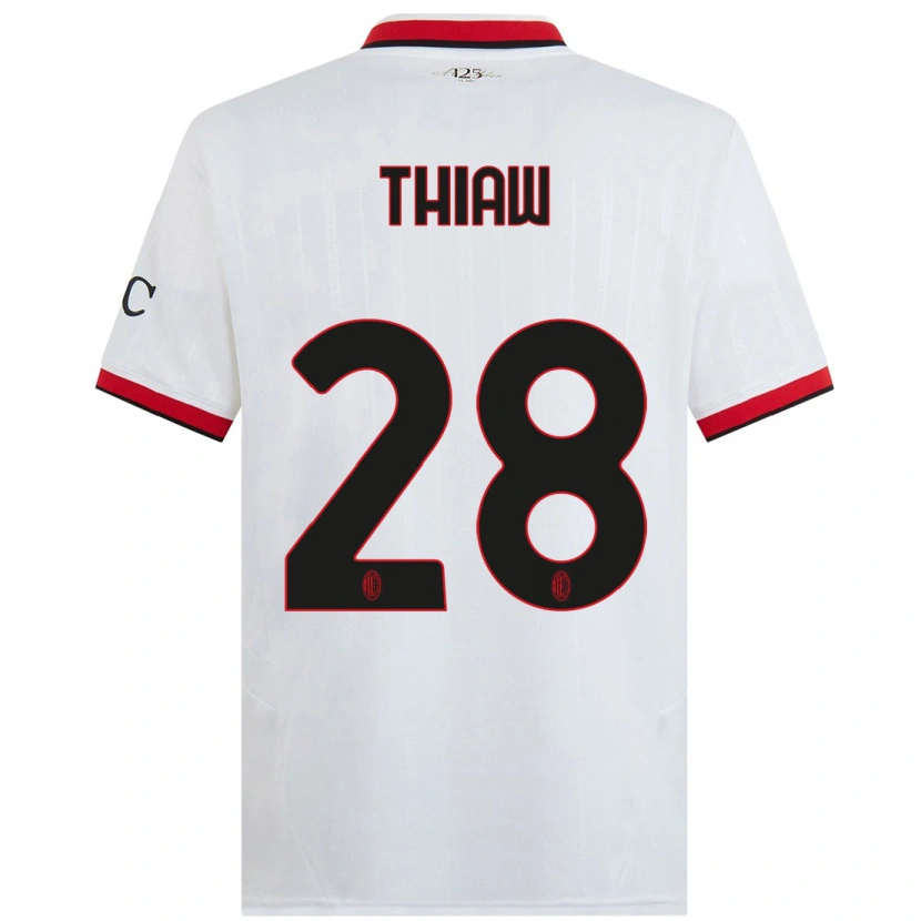 Danxen Femme Maillot Malick Thiaw #28 Blanc Noir Rouge Tenues Extérieur 2024/25 T-Shirt