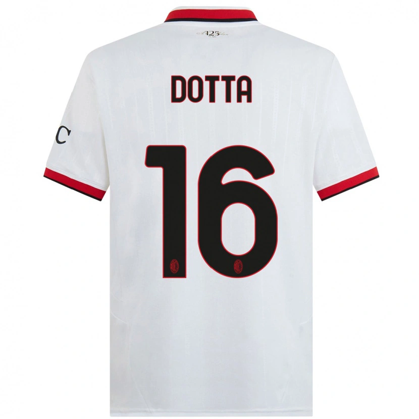 Danxen Femme Maillot Cristiano Dotta #16 Blanc Noir Rouge Tenues Extérieur 2024/25 T-Shirt