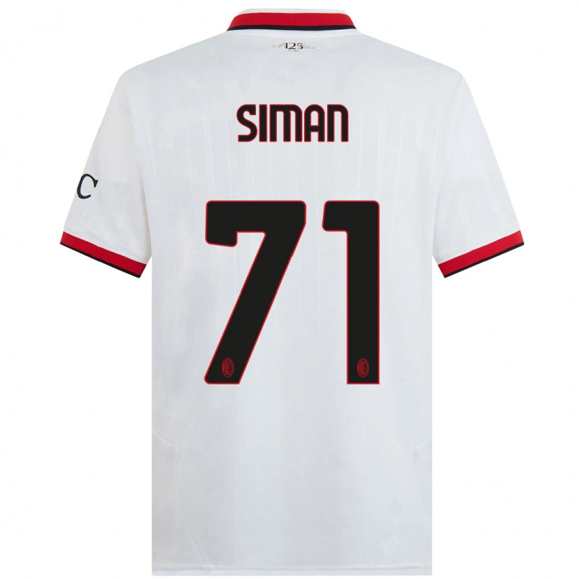 Danxen Femme Maillot Alexandru Șiman #71 Blanc Noir Rouge Tenues Extérieur 2024/25 T-Shirt