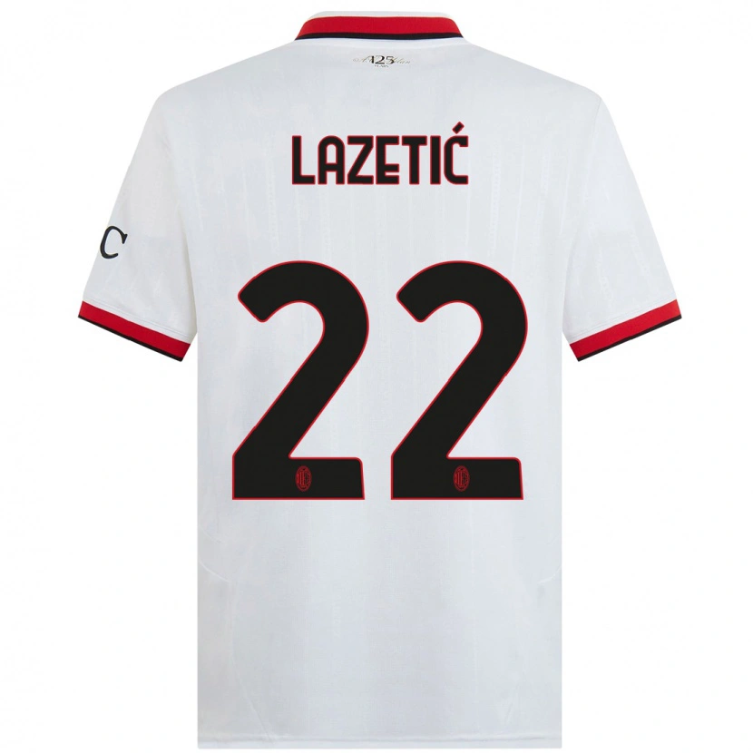 Danxen Femme Maillot Marko Lazetic #22 Blanc Noir Rouge Tenues Extérieur 2024/25 T-Shirt