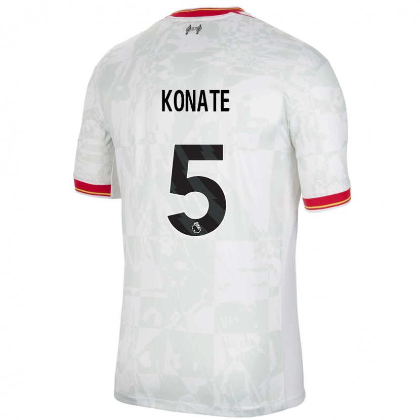 Danxen Femme Maillot Ibrahima Konaté #5 Blanc Rouge Noir Troisieme 2024/25 T-Shirt