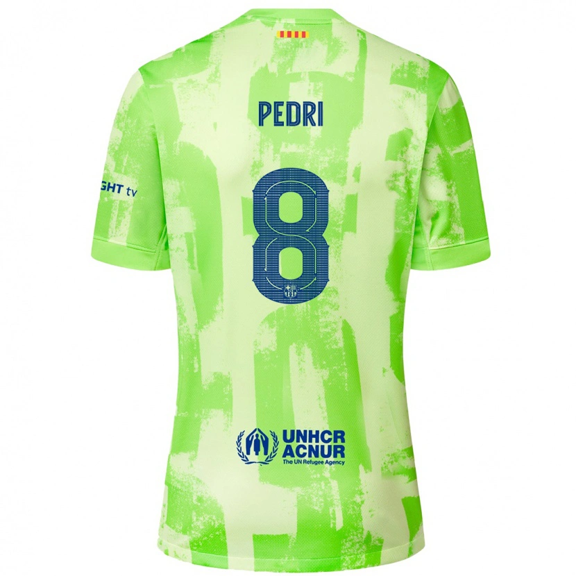 Danxen Femme Maillot Pedri #8 Citron Vert Troisieme 2024/25 T-Shirt
