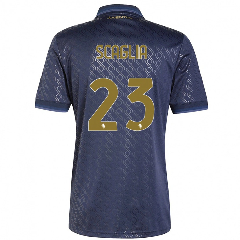 Danxen Femme Maillot Filippo Scaglia #23 Bleu Marine Troisieme 2024/25 T-Shirt