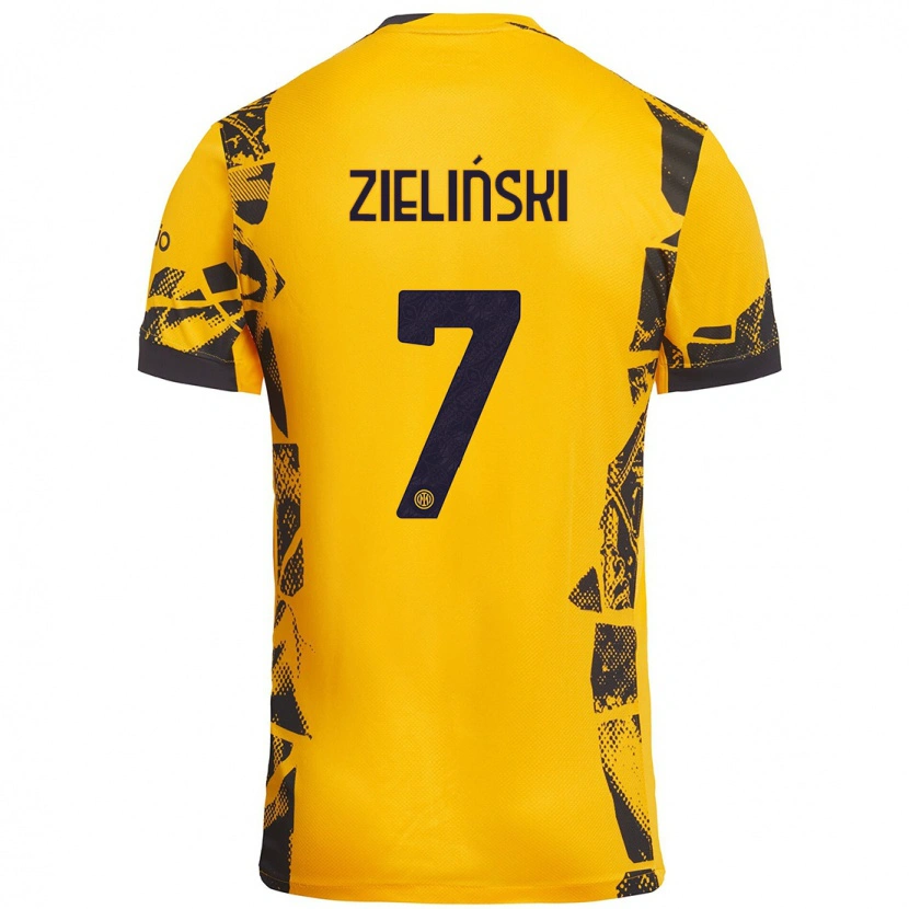 Danxen Femme Maillot Piotr Zieliński #7 Doré Noir Troisieme 2024/25 T-Shirt